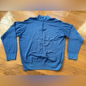 Peter Millar XXL Merino Wool Blue Grey 1/4 Zip Knit Sweater
